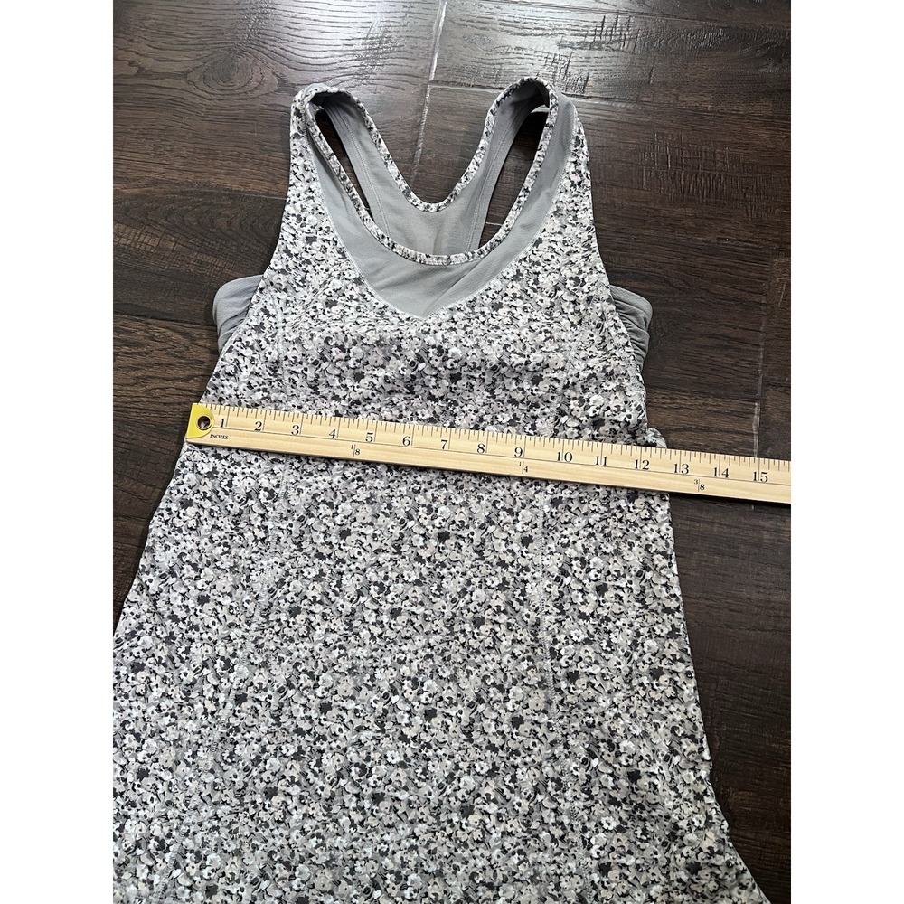 Lululemon Gray Floral Turbo Tank Top Racerback Ruched 4 Bra Athletica Run Tennis - Picture 7 of 10